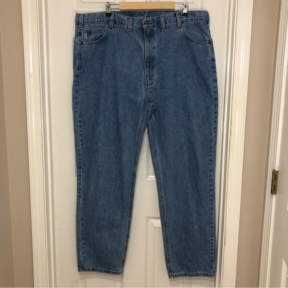 Carhartt Cotton B18-STW Men’s Traditional Fit Denim Blue Jeans 44 X 32 - Picture 4 of 14